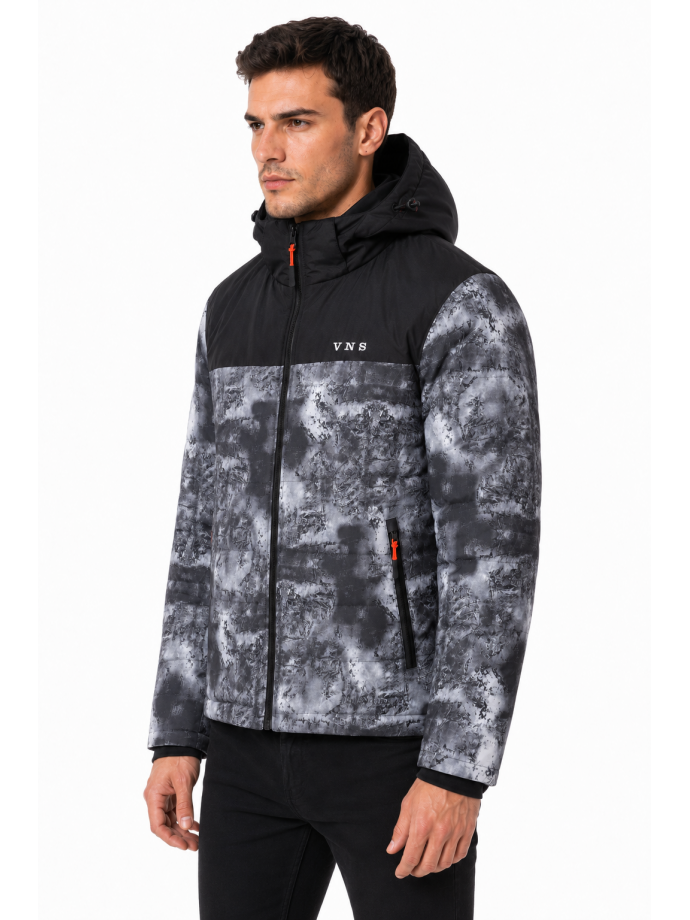 V528 V&S MENS WINTER JACKET BLACK PRINT